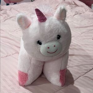 Plush Unicorn Pillow Toy - Pink and White